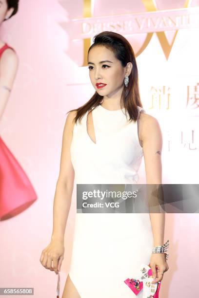 Singer Jolin Tsai attends the press conference of beauty product Deesse Vivante on March 27, 2017 in Taipei, Taiwan of China.