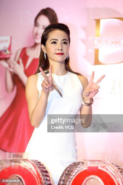 Singer Jolin Tsai attends the press conference of beauty product Deesse Vivante on March 27, 2017 in Taipei, Taiwan of China.