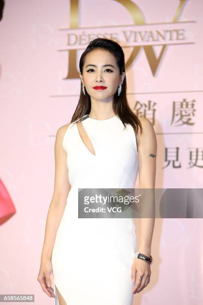 Singer Jolin Tsai attends the press conference of beauty product Deesse Vivante on March 27, 2017 in Taipei, Taiwan of China.