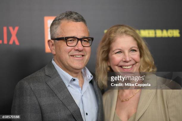 Jeffrey Toobin and Amy Bennett McIntosh attends the "Five Came Back" world premiere at Alice Tully Hall at Lincoln Center on March 27, 2017 in New...