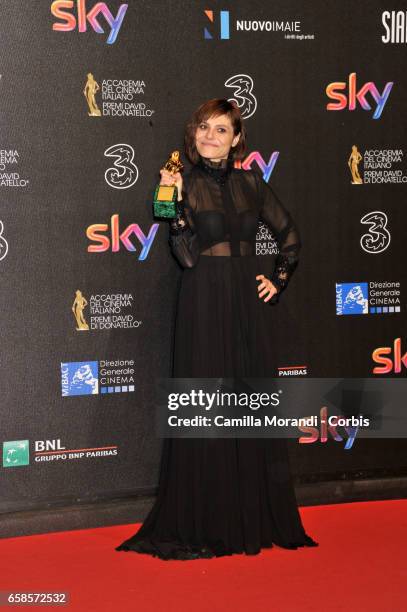 Antonia Truppo walks the red carpet of the 61. David Di Donatello on March 27, 2017 in Rome, Italy.