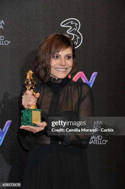 Antonia Truppo walks the red carpet of the 61. David Di Donatello on March 27, 2017 in Rome, Italy.