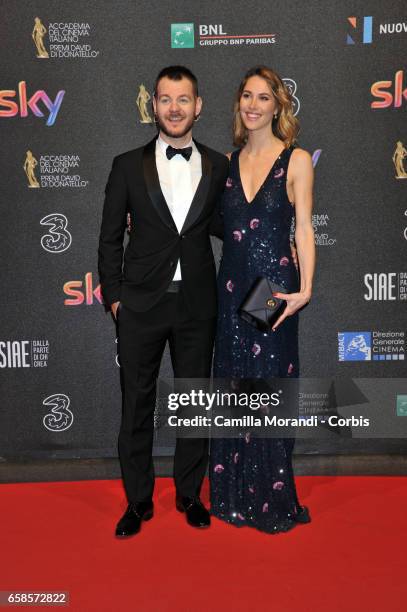 TROME, ITALY Alessandro Cattelan and Ludovica Sauer walk the red carpet of the 61. David Di Donatello on March 27, 2017 in Rome, Italy.