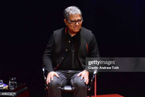 Deepak Chopra attends TimesTalks at Florence Gould Hall on March 27, 2017 in New York City.