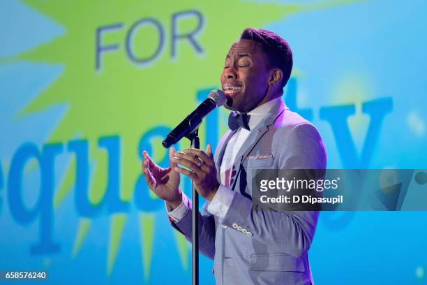 Performer Eric LaJuan Summers performs on stage during the ninth annual PFLAG National Straight for Equality Awards Gala on March 27, 2017 in New...