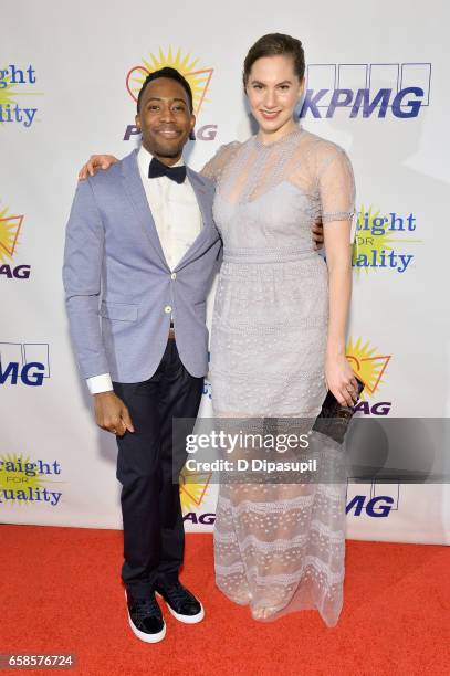 Performer Eric LaJuan Summers and artist/model Emma Hepburn Ferrer attend the ninth annual PFLAG National Straight for Equality Awards Gala on March...