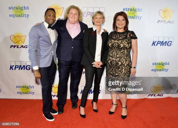Eric LaJuan Summers, Fortune Feimster, Martha Plimpton and Ana Navarro attend the ninth annual PFLAG National Straight for Equality Awards Gala on...
