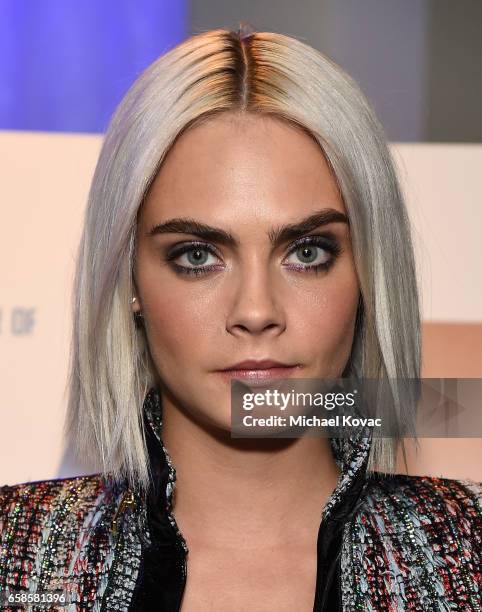 Actress Cara Delevingne attends the trailer viewing of "Valerian and The City of a Thousand Planets" on March 27, 2017 in Los Angeles, California.