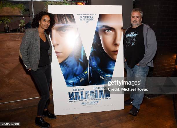 Producer Virginie Besson-Silla and director Luc Besson attend the trailer viewing of "Valerian and The City of a Thousand Planets" on March 27, 2017...