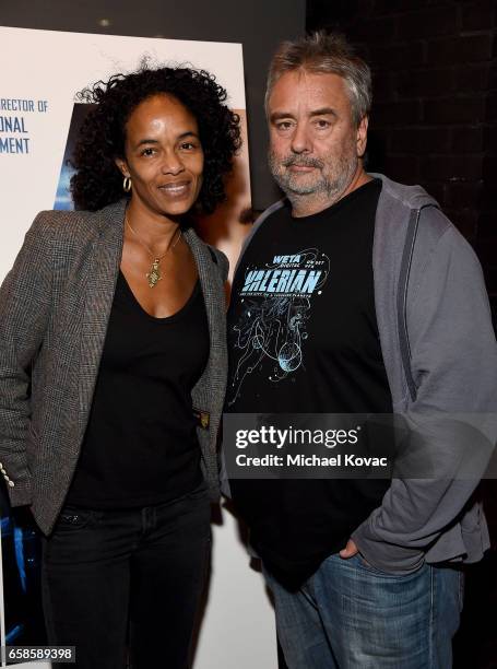 Producer Virginie Besson-Silla and director Luc Besson attend the trailer viewing of "Valerian and The City of a Thousand Planets" on March 27, 2017...