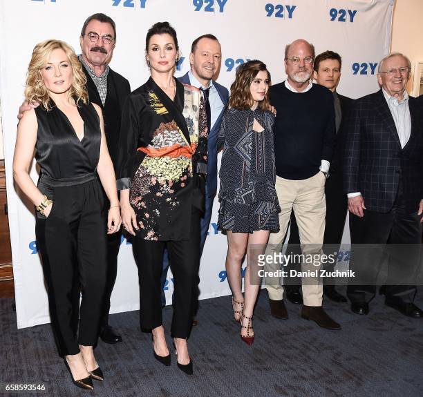 Amy Carlson, Tom Selleck, Bridget Moynahan, Donnie Wahlberg, Sami Gayle, Kevin Wade, Will Estes and Len Cariou attend the Blue Bloods 150th episode...