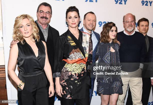Amy Carlson, Tom Selleck, Bridget Moynahan, Donnie Wahlberg, Sami Gayle, Kevin Wade and Will Estes attend the Blue Bloods 150th episode celebration...