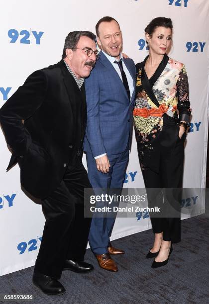 Tom Selleck, Donnie Wahlberg and Bridget Moynahan attend the Blue Bloods 150th episode celebration at 92Y on March 27, 2017 in New York City.