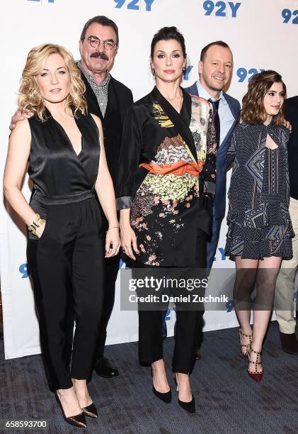 Amy Carlson, Tom Selleck, Bridget Moynahan, Donnie Wahlberg and Sami Gayle attend the Blue Bloods 150th episode celebration at 92Y on March 27, 2017...