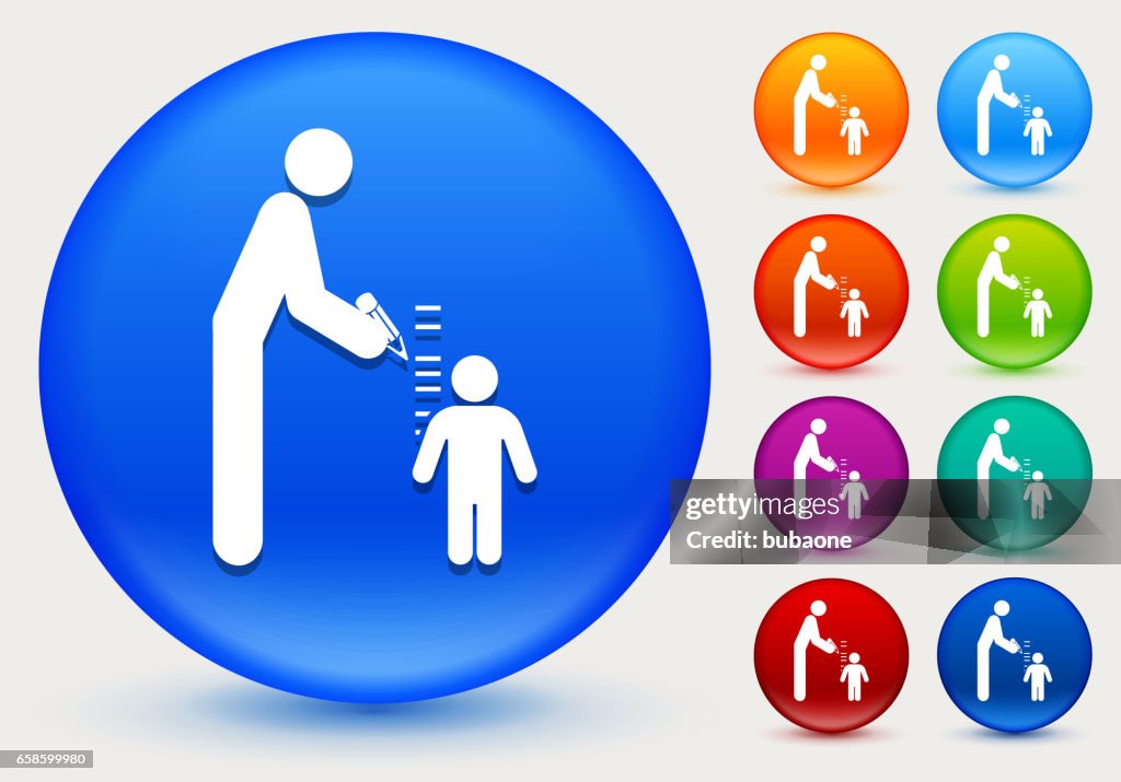 Parent meten kind hoogte pictogram op glanzende kleur Circle knoppen