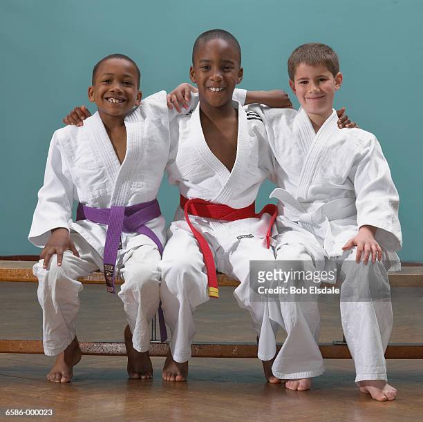 boy judoists - child judo stock pictures, royalty-free photos & images