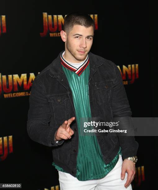 Actor/singer Nick Jonas attends a photo call for Columbia Pictures' "Jumanji: Welcome to the Jungle" during CinemaCon at Caesars Palace on March 27,...