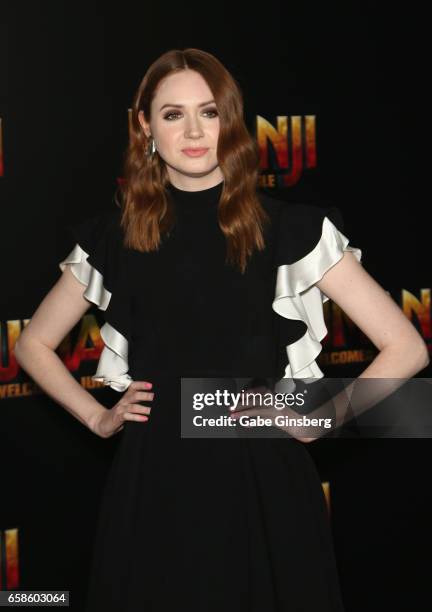 Actress Karen Gillan attends a photo call for Columbia Pictures' "Jumanji: Welcome to the Jungle" during CinemaCon at Caesars Palace on March 27,...