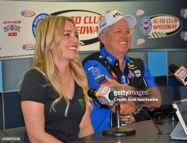 John Force 16-time Funny Car champion and his daughter Brittany who also drives a Funny Car at the NASCAR Monster Energy Cup Series - Auto Club 400...