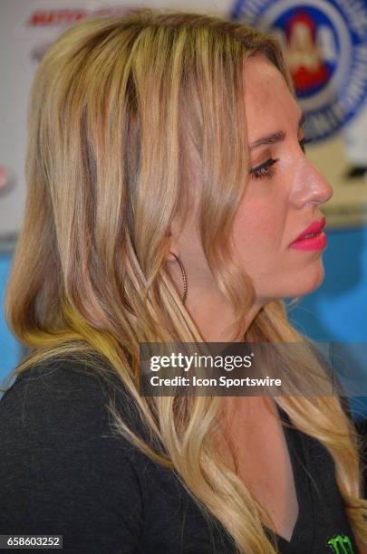 Funny Car driver Brittany Force at the NASCAR Monster Energy Cup Series - Auto Club 400 on March 26, 2017 at Auto Club Speedway in Fontana, CA.