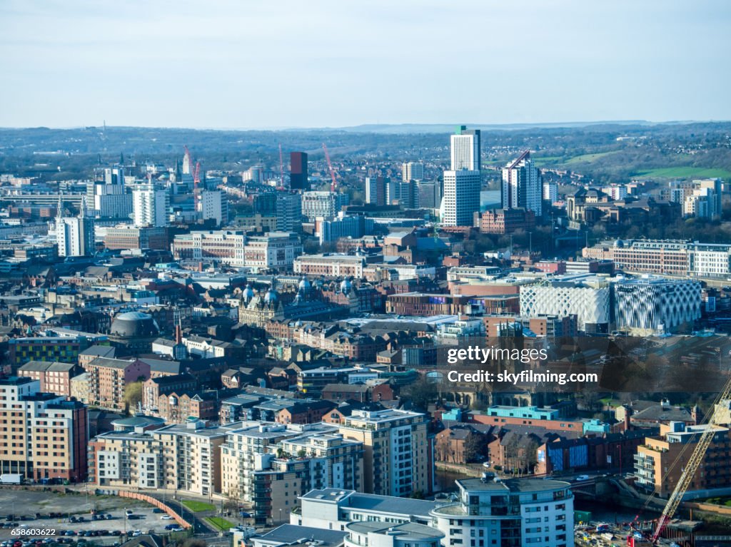 Leeds Aerial Cityscape from South East Looking North