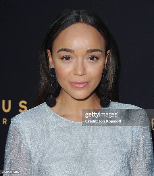 Actress Ashley Madekwe arrives at the Premiere Of Focus Features' "The Zookeeper's Wife" at ArcLight Hollywood on March 27, 2017 in Hollywood,...