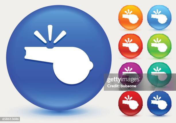whistle icon on shiny color circle buttons - red whistle stock illustrations