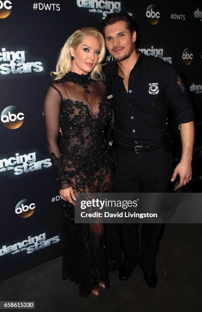 Personality Erika Jayne and dancer Gleb Savchenko attend "Dancing with the Stars" Season 24 at CBS Televison City on March 27, 2017 in Los Angeles,...