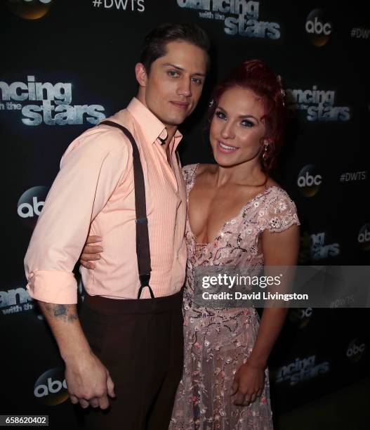 Bull rider Bonner Bolton and dancer Sharna Burgess attend "Dancing with the Stars" Season 24 at CBS Televison City on March 27, 2017 in Los Angeles,...