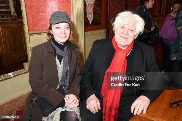 Actress Aurelia Thierree and Theatre Dejazet owner Jean Bouquin attend Jean Pierre Kalfon ad P.I.B. Band Concert at Theatre Dejazet on March 27, 2017...