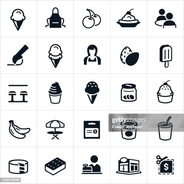 illustrazioni stock, clip art, cartoni animati e icone di tendenza di icone dei gelati - cucchiaio dosatore