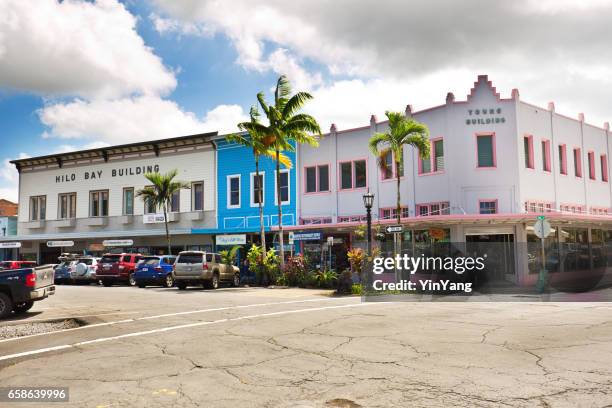 tourist, retail district at downtown hilo, hawaii - hilo stock pictures, royalty-free photos & images