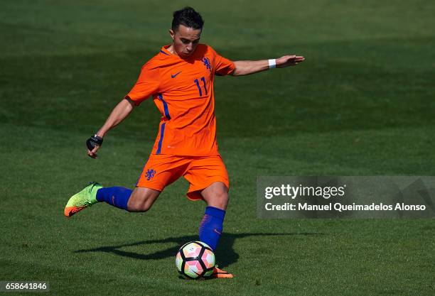 Abdelhak Nouri of Netherlands in action during the international friendly match between Austria U21 and Netherlands U21 at Pinatar Arena on March 27,...