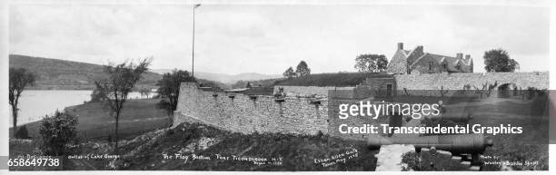Panoramic real photo postcard of the fort, Fort Ticonderoga, New York, circa 1930.