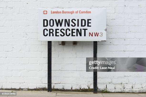 The sign for Downside Crescent in North West London is seen on March 16, 2017 in London, England. British Prime Minister Theresa May has called for a...