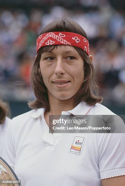Czech born American tennis player Martina Navratilova pictured during competition to reach the semifinals of the Women's Singles tournament at the...