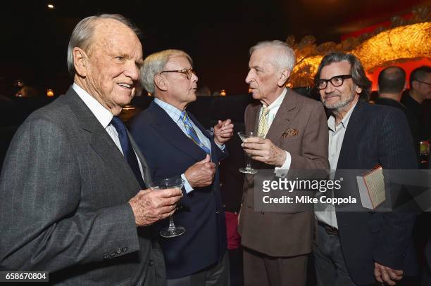 George Stevens Jr. , Tom Brokaw, Gay Talese, and Griffin Dunne attend the "Five Came Back" World Premiere after party at Shun Lee West on March 27,...