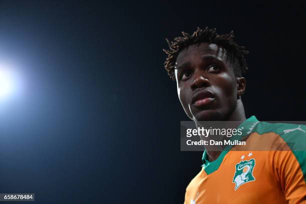 Wilfried Zaha of the Ivory Coast makes his way out for the second half during the International Friendly match between the Ivory Coast and Senegal at...