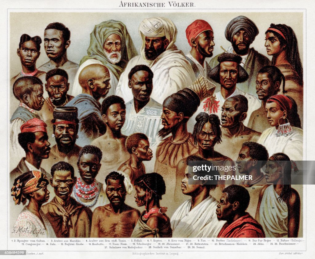 Africanacity Examples African Ethnicity Chromolithograph 1895 High-Res Vector Graphic - Getty ...