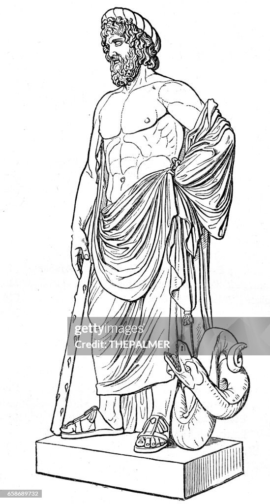Asclepius statue engraving 1895
