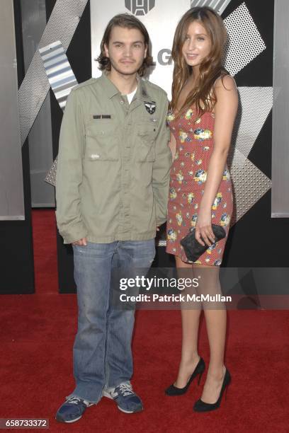 Emile Hirsch and Brianna Domont attend Transformers: Revenge of the Fallen Premiere at Mann Village Theatre on June 22, 2009 in Westwood, California.