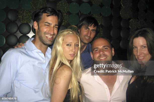 Josh Kaiser, Molly Bloom, Brandon Kaiser, Uriel Copelev and Cerrie MacFadden attend Civetta Restaurant at Civetta Restaurant on June 29, 2009 in New...