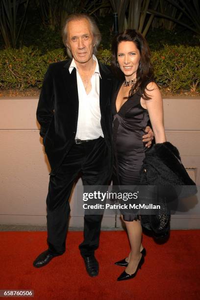 David Carradine and Annie Bierman attend Miramax "Max Awards" arrivals at The St. Regis Hotel on February 28, 2004 in Los Angeles, CA.