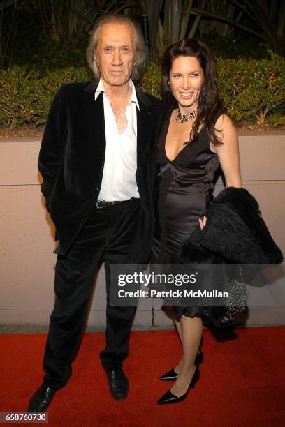 David Carradine and Annie Bierman attend Miramax "Max Awards" arrivals at The St. Regis Hotel on February 28, 2004 in Los Angeles, CA.