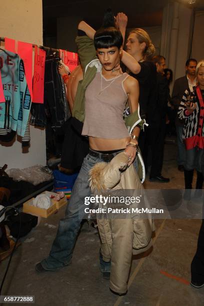 Omahyra Mota attends HEATHERETTE Fashion Show at the MAO Space on February 12, 2004 in New York City.