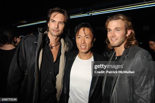 Markus Schenkenberg, Stephen Gan and Brad Kroenig attend ADIDAS Y-3 by YOHJI YAMAMOTO & V Magazine at hosted Dance Party at 301 WEST 39TH St on...