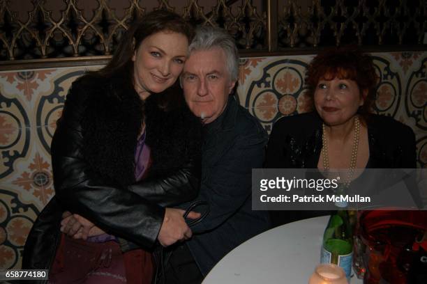 Perri Lister, Stephen Saban and Annie Flanders attend the Patrick McMullan and Kenny Scharf Party at Spider Club on February 26, 2004 in Hollywood,...