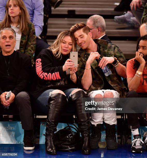 Mia Michaels and guest attend Detroit Pistons Vs. New York Knicks game at Madison Square Garden on March 27, 2017 in New York City.