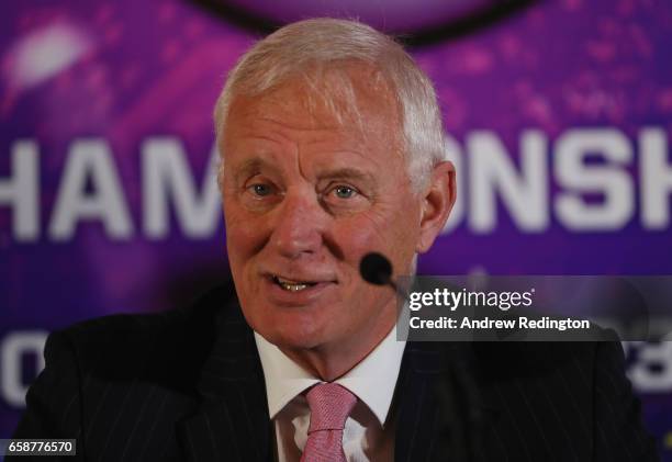 Barry Hearn speaks during an announcement by Barry Hearn and Matchroom Sport on March 28, 2017 at the O2 in London, England.