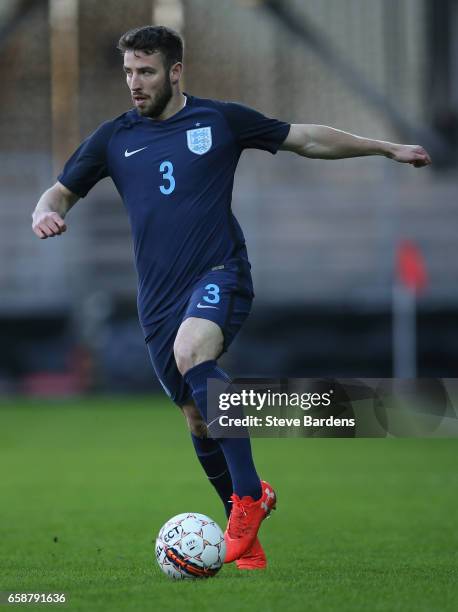 Sam McQueen of England in action during the U21 international friendly match between Denmark and England at BioNutria Park on March 27, 2017 in...